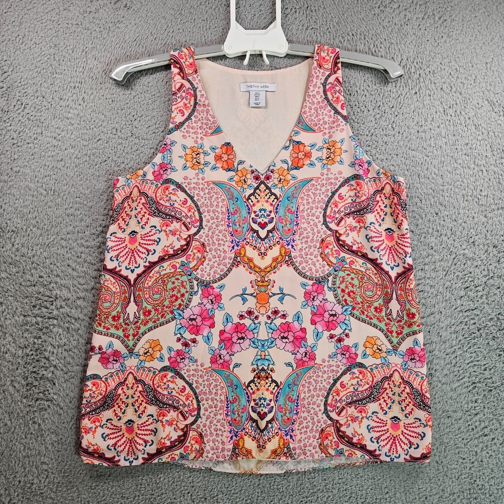 Tabitha Webb Sleeveless Top Blouse Women Small Colorful Bright‎ Paisley Boho